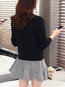 Round Neck Slim Plain Polyester Button Sweater (Style V100911)