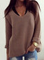 V-neck Slim Date Night Plain Polyester Sweater (Style V100912)