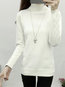 Turtleneck Standard Slim Elegant Plain Sweater (Style V100915)