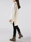 V-neck Long Plain Cotton Pockets Sweater (Style V100922)