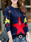 Round Neck Loose Fashion Star Pattern Sweater (Style V100923)