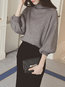 Polo Neck Standard Loose Plain Knitted Sweater (Style V100924)