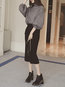 Polo Neck Standard Loose Plain Knitted Sweater (Style V100924)