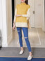 Polo Neck Loose Fashion Striped Knitted Sweater (Style V100925)