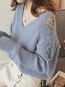 V-neck Standard Loose Sweet Knitted Sweater (Style V100932)