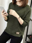 Round Neck Standard Slim Plain Knitted Sweater (Style V100933)