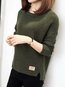 Round Neck Standard Slim Plain Knitted Sweater (Style V100933)