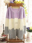 Round Neck Casual Color Block Knitted Patchwork Sweater (Style V100934)