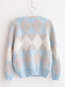 Round Neck Standard Casual Geometric Knitted Sweater (Style V100935)