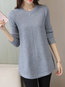 Round Neck Straight Casual Plain Polyester Sweater (Style V100941)