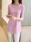 Round Neck Straight Casual Plain Polyester Sweater (Style V100941)
