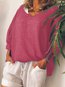 Standard Loose Plus Size Plain Hollow Out Sweater (Style V100946)