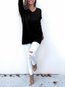 V-neck Straight Casual Plain Polyester Sweater (Style V100952)