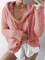Hooded Standard Loose Casual Plain Sweater (Style V100955)