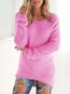 Round Neck Long Casual Plain Polyester Sweater (Style V100957)