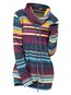 Heap Collar Long Striped Polyester Pockets Hoodie (Style V100968)