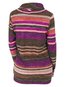 Heap Collar Long Striped Polyester Pockets Hoodie (Style V100968)