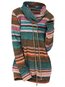 Heap Collar Long Striped Polyester Pockets Hoodie (Style V100968)