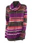 Heap Collar Long Striped Polyester Pockets Hoodie (Style V100968)