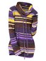 Heap Collar Long Striped Polyester Pockets Hoodie (Style V100968)