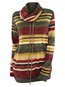Heap Collar Long Striped Polyester Pockets Hoodie (Style V100968)