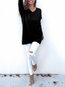V-neck Long Straight Plain Polyester Sweater (Style V100985)