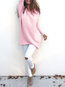 V-neck Long Straight Plain Polyester Sweater (Style V100985)