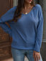 V-neck Standard Loose Plain Knitted Sweater (Style V100999)