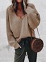 V-neck Loose Casual Plain Knitted Sweater (Style V101000)