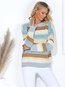 Round Neck Straight Casual Striped Patchwork Sweater (Style V101016)