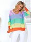 V-neck Standard Casual Striped Hollow Out Sweater (Style V101017)