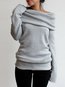 Off The Shoulder Long Slim Casual Plain Sweater (Style V101019)