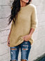 Round Neck Long Straight Plain Polyester Sweater (Style V101024)