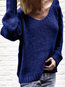 V-neck Straight Casual Plain Acrylic Sweater (Style V101029)