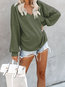 V-neck Standard Straight Casual Plain Sweater (Style V101031)