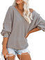 V-neck Standard Straight Casual Plain Sweater (Style V101031)