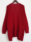 V-neck Long Loose Plain Acrylic Sweater (Style V101035)