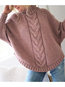 Round Neck Standard Batwing Plain Asymmetrical Sweater (Style V101038)
