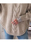 Round Neck Standard Batwing Plain Asymmetrical Sweater (Style V101038)