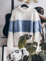 Round Neck Standard Straight Knitted Patchwork Sweater (Style V101048)