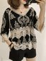 V-neck Standard Slim Date Night Lace Sweater (Style V101056)