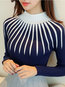 Round Neck Standard Date Night Knitted Patchwork Sweater (Style V101057)