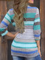 Standard Loose Striped Knitted Pattern Sweater (Style V101058)