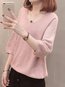Loose Elegant Plain Polyester Patchwork Sweater (Style V101059)