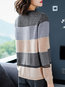 Round Neck Standard Elegant Plaid Knitted Sweater (Style V101063)