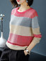 Round Neck Standard Elegant Plaid Knitted Sweater (Style V101063)