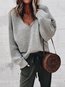 V-neck Standard Loose Casual Acrylic Sweater (Style V101074)