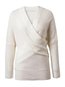 V-neck Standard Casual Plain Cotton Blends Sweater (Style V101081)