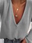 V-neck Standard Casual Plain Acrylic Sweater (Style V101089)