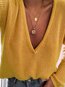 V-neck Standard Casual Plain Acrylic Sweater (Style V101089)